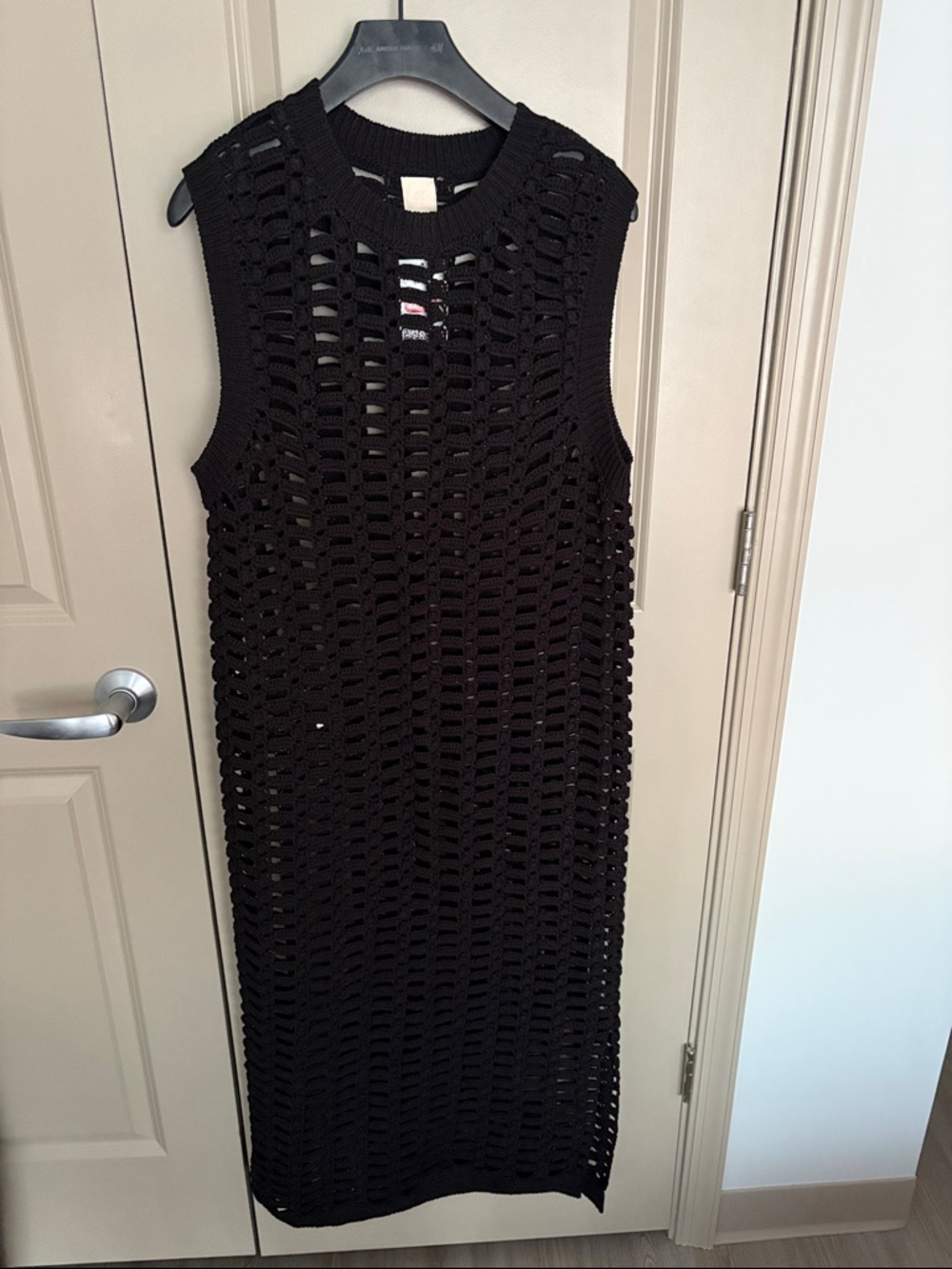 H&M Black Crocheted Sleeveless Midi Dress